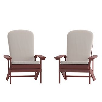 Flash Furniture Indoor/Outdoor Adirondack Chairs with Cushions - Set of 2