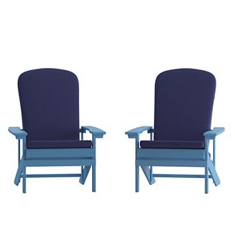 Flash Furniture Indoor/Outdoor Adirondack Chairs with Cushions - Set of 2