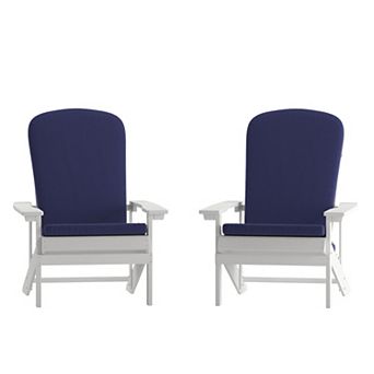 Flash Furniture Indoor/Outdoor Adirondack Chairs with Cushions - Set of 2