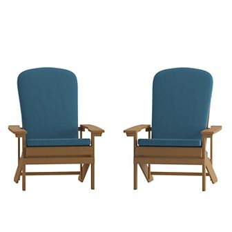 Flash Furniture Indoor/Outdoor Adirondack Chairs with Cushions - Set of 2