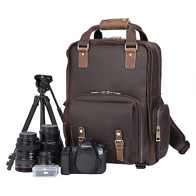 The Gaetano Large Leather Backpack Camera Bag