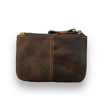 The Cael Handmade Leather Coin Purse with Zipper