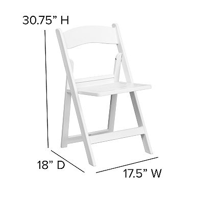 Flash Furniture 2 Pack 800 lb. Capacity White Resin Folding Chair with Slatted Seat