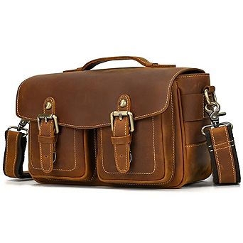 The Faust Leather Crossbody Messenger Camera Bag