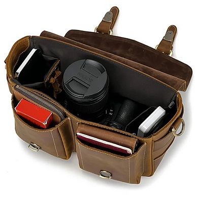 The Faust Leather Crossbody Messenger Camera Bag