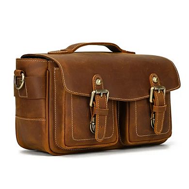 The Faust Leather Crossbody Messenger Camera Bag