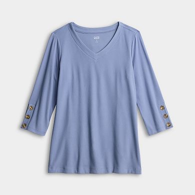 Women's Croft & Barrow® 3/4 Button Sleeve Tunic