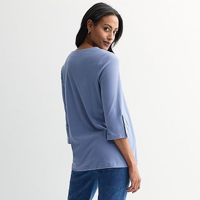 Women's Croft & Barrow® 3/4 Button Sleeve Tunic