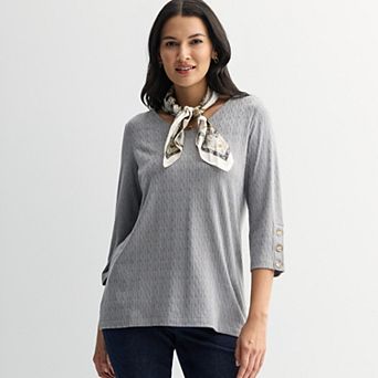 Women's Croft & Barrow® 3/4 Button Sleeve Tunic