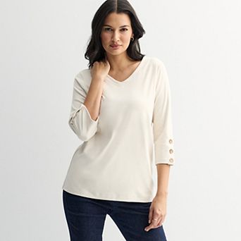 Women's Croft & Barrow® 3/4 Button Sleeve Tunic