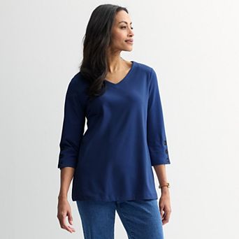 Women's Croft & Barrow® 3/4 Button Sleeve Tunic