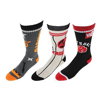 BioWorld Men's Naruto 3 Pack Novelty Crew Socks