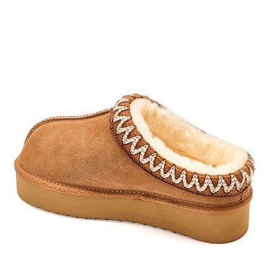 Dearfoams Queenstown Women's Suede Genuine Shearling Slip-On Clogs