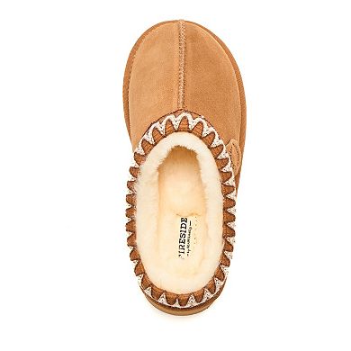 Dearfoams Queenstown Women's Suede Genuine Shearling Slip-On Clogs