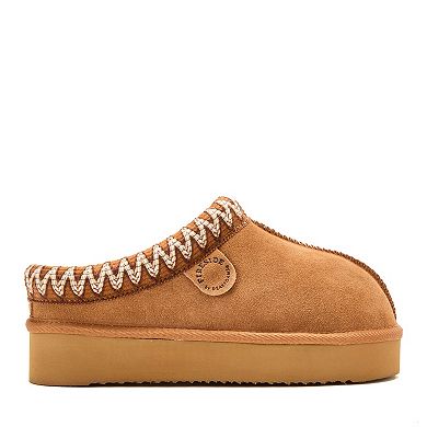 Dearfoams Queenstown Women's Suede Genuine Shearling Slip-On Clogs