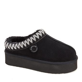 Dearfoams Queenstown Women's Suede Genuine Shearling Slip-On Clogs