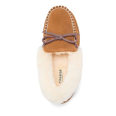 Fireside by Dearfoams Women's Gladstone Genuine Shearling Moccasin Slippers