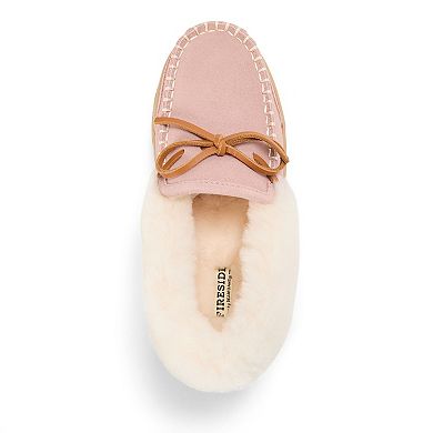 Fireside by Dearfoams Women's Gladstone Genuine Shearling Moccasin Slippers