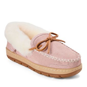 Fireside by Dearfoams Women's Gladstone Genuine Shearling Moccasin Slippers