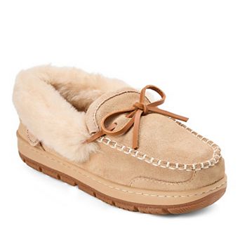 Fireside by Dearfoams Women's Gladstone Genuine Shearling Moccasin Slippers