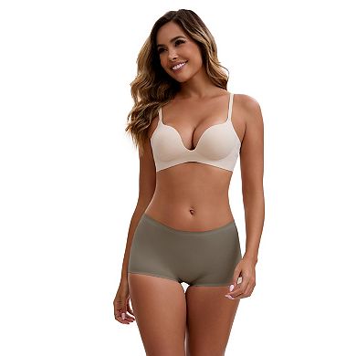 3 Packs Women's High Waist Seamless Boyshorts Elastic Waistband Ice Silk Breathable Comfy Shorts
