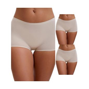 3 Packs Women's High Waist Seamless Boyshorts Elastic Waistband Ice Silk Breathable Comfy Shorts