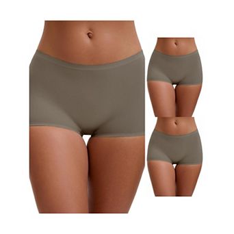 3 Packs Women's High Waist Seamless Boyshorts Elastic Waistband Ice Silk Breathable Comfy Shorts