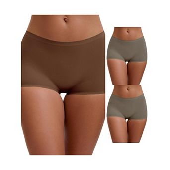 3 Packs Women's High Waist Seamless Boyshorts Elastic Waistband Ice Silk Breathable Comfy Shorts