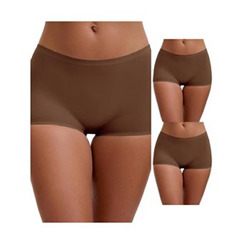 3 Packs Women's High Waist Seamless Boyshorts Elastic Waistband Ice Silk Breathable Comfy Shorts