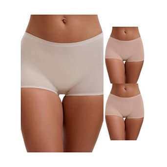 3 Packs Women's High Waist Seamless Boyshorts Elastic Waistband Ice Silk Breathable Comfy Shorts