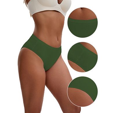 3 Packs Women's Elastic Waistband Mid-Waisted Briefs Full Coverage Classic Comfortable Underwears