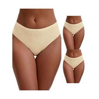 3 Packs Women's Elastic Waistband Mid-Waisted Briefs Full Coverage Classic Comfortable Underwears