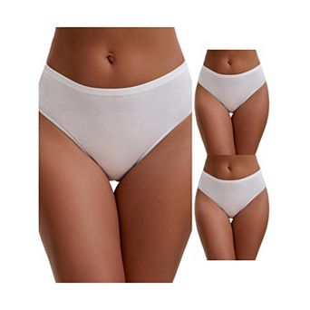 3 Packs Women's Elastic Waistband Mid-Waisted Briefs Full Coverage Classic Comfortable Underwears