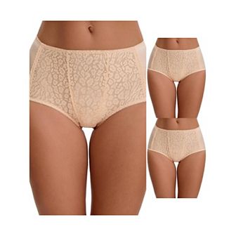 3 Packs Women's Floral Lace Briefs Panties Breathable Comfortable Mid Rise Underwears