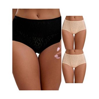 3 Packs Women's Floral Lace Briefs Panties Breathable Comfortable Mid Rise Underwears