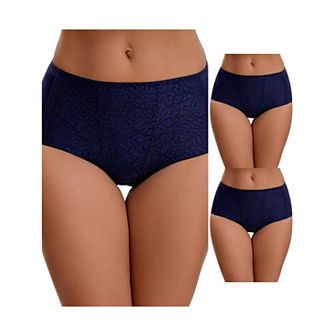 3 Packs Women's Floral Lace Briefs Panties Breathable Comfortable Mid Rise Underwears