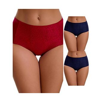 3 Packs Women's Floral Lace Briefs Panties Breathable Comfortable Mid Rise Underwears