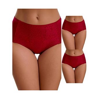 3 Packs Women's Floral Lace Briefs Panties Breathable Comfortable Mid Rise Underwears