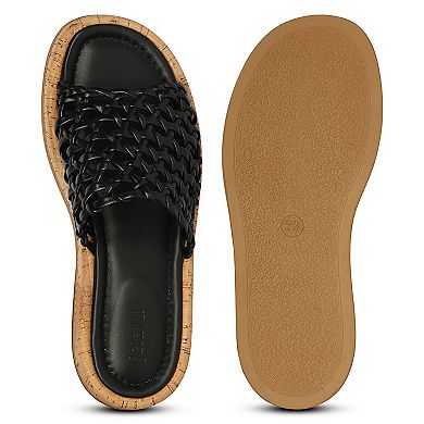 Cloud Woven Leather Cork Slide Sandal