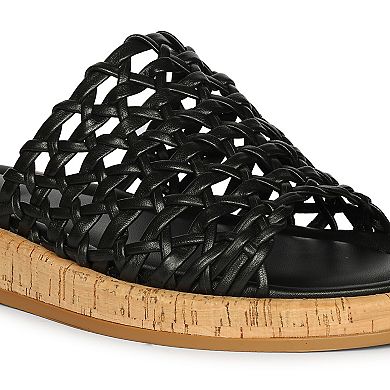 Cloud Woven Leather Cork Slide Sandal