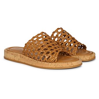 Cloud Woven Leather Cork Slide Sandal