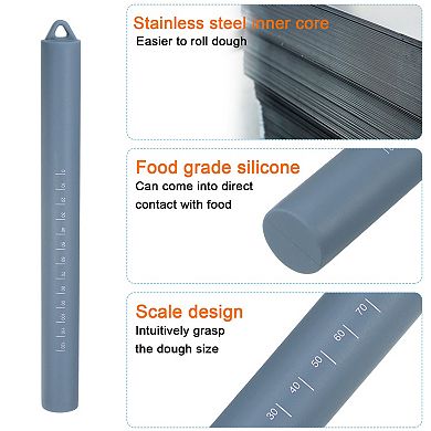 2pcs Silicone Rolling Pin 10" Stainless Steel Inner Roller