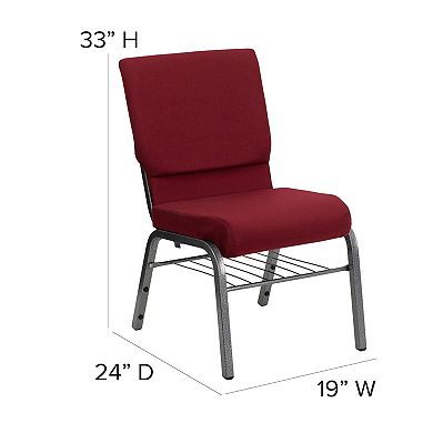 Flash Furniture 18.5"W Fabric Church Chair with Attached Book Rack