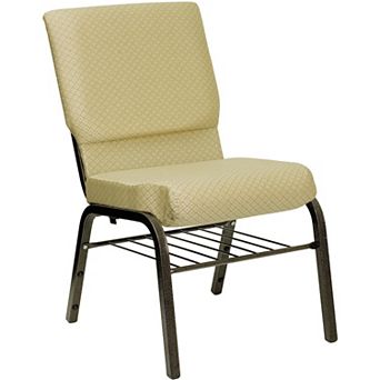 Flash Furniture 18.5"W Fabric Church Chair with Attached Book Rack