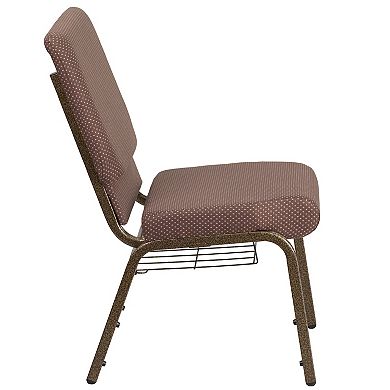 Flash Furniture 18.5"W Church Chair in Fabric with Book Rack