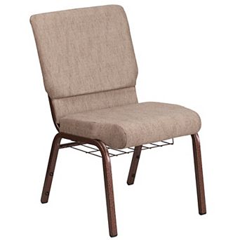 Flash Furniture 18.5"W Church Chair in Fabric with Book Rack