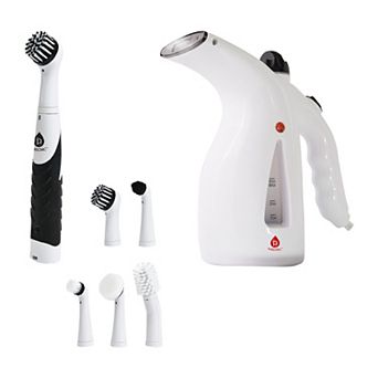 Cordless Power Scrubber Cleaning Brush + Pursonic 300ml Handheld Travel Garment Steamer