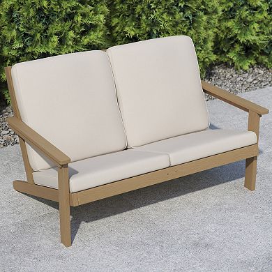 Flash Furniture All-Weather Poly Resin Adirondack Loveseat & Cushions