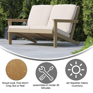 Flash Furniture All-Weather Poly Resin Adirondack Loveseat & Cushions