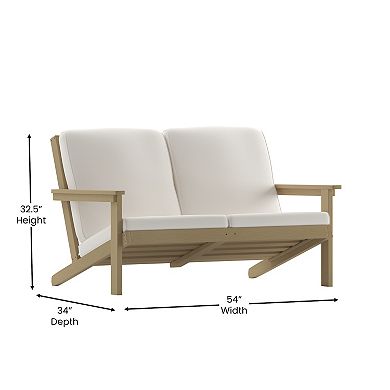 Flash Furniture All-Weather Poly Resin Adirondack Loveseat & Cushions